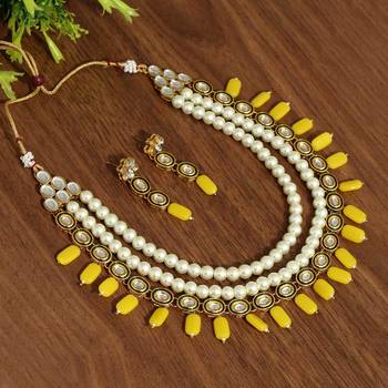 Yellow pearl necklace-sets 1