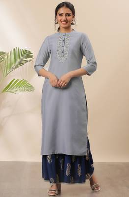 Grey embroidered silk kurtas-and-kurtis 2