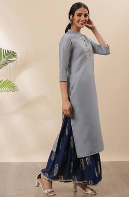 Grey embroidered silk kurtas-and-kurtis 3