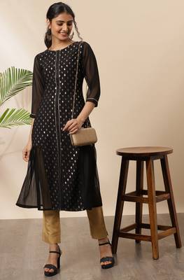 Black printed crepe kurtas-and-kurtis 1