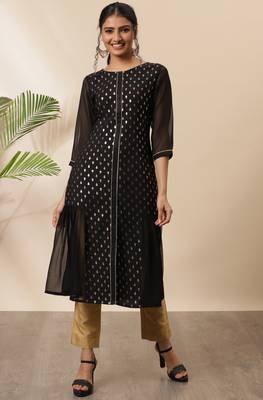 Black printed crepe kurtas-and-kurtis 2