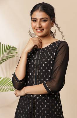 Black printed crepe kurtas-and-kurtis 5