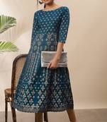 Blue printed rayon kurtas-and-kurtis