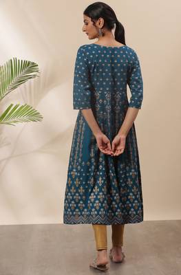 Blue printed rayon kurtas-and-kurtis 4