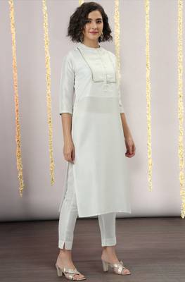 White plain silk blend salwar 2