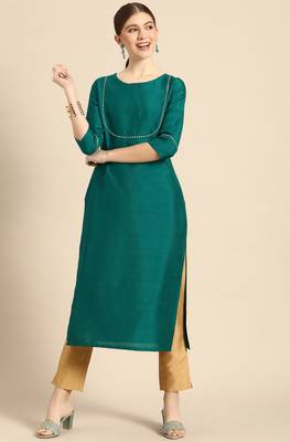 Green plain silk blend salwar 1
