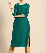 Green plain silk blend salwar