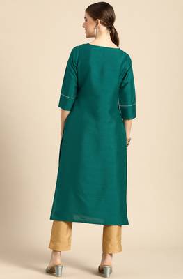 Green plain silk blend salwar 3