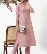 Pink floral print silk blend salwar