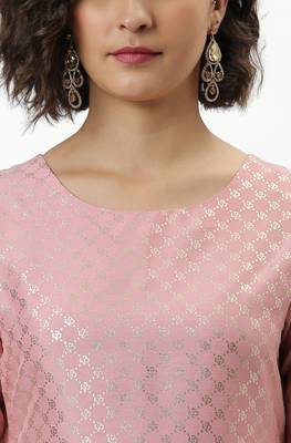 Pink floral print silk blend salwar 4