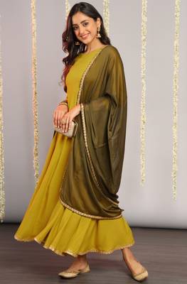 Mustard plain rayon salwar 1