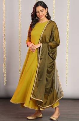 Mustard plain rayon salwar 2