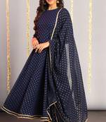 Navy-blue zari georgette salwar