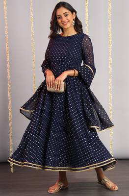Navy-blue zari georgette salwar 2