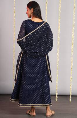 Navy-blue zari georgette salwar 3