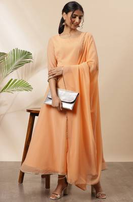 Peach plain georgette salwar 1
