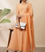 Peach plain georgette salwar