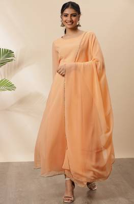 Peach plain georgette salwar 2