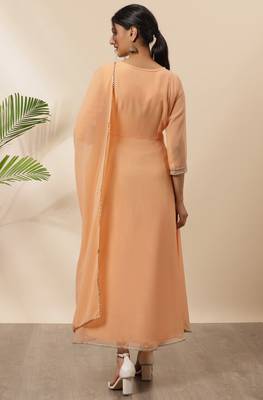 Peach plain georgette salwar 3