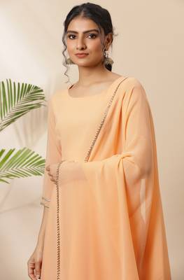 Peach plain georgette salwar 4