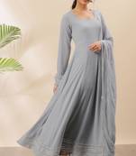 Grey plain georgette salwar
