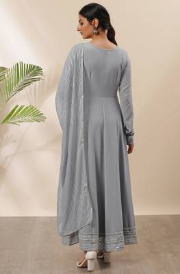 Grey plain georgette salwar 3