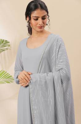 Grey plain georgette salwar 4