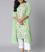 XL LOVE by Janasya Green printed crepe kurtas-and-kurtis