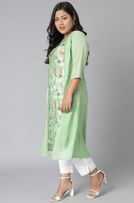 XL LOVE by Janasya Green printed crepe kurtas-and-kurtis 3