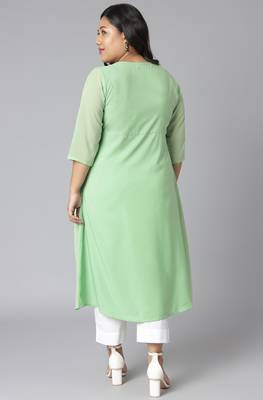XL LOVE by Janasya Green printed crepe kurtas-and-kurtis 4
