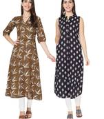 Multicolor printed cotton combo-kurtis