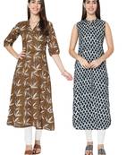 Multicolor printed cotton combo-kurtis