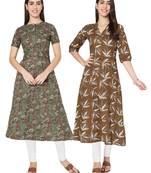 Multicolor printed cotton combo-kurtis