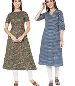 Multicolor printed cotton combo-kurtis
