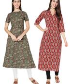 Multicolor printed cotton combo-kurtis