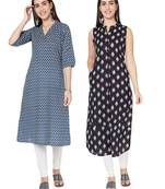 Multicolor printed cotton combo-kurtis