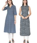 Multicolor printed cotton combo-kurtis