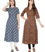 Multicolor printed cotton combo-kurtis