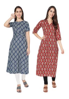 Multicolor printed cotton combo-kurtis 1