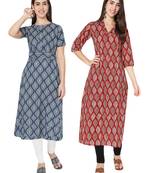 Multicolor printed cotton combo-kurtis