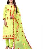 Light-green embroidered cotton salwar
