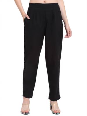 Black plain cotton trousers 1