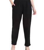 Black plain cotton trousers
