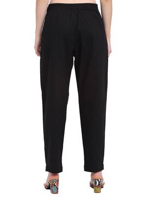 Black plain cotton trousers 2
