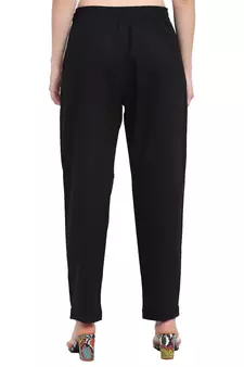 Black plain cotton trousers