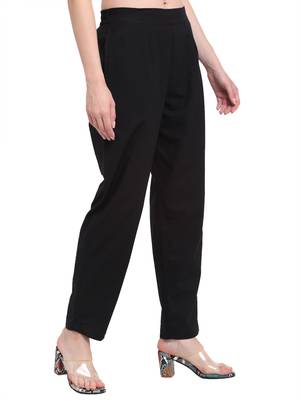 Black plain cotton trousers 3