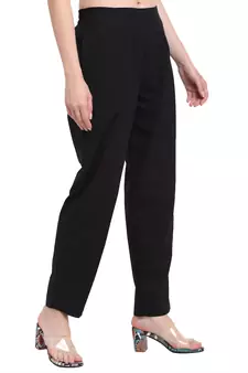 Black plain cotton trousers