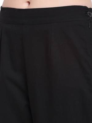 Black plain cotton trousers 4