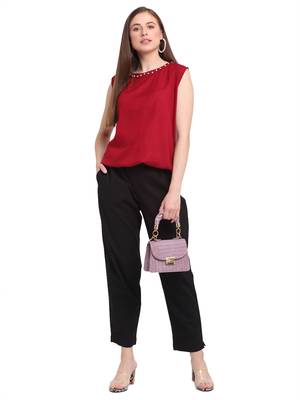 Black plain cotton trousers 5