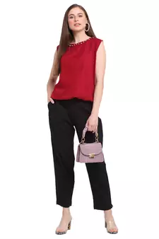 Black plain cotton trousers